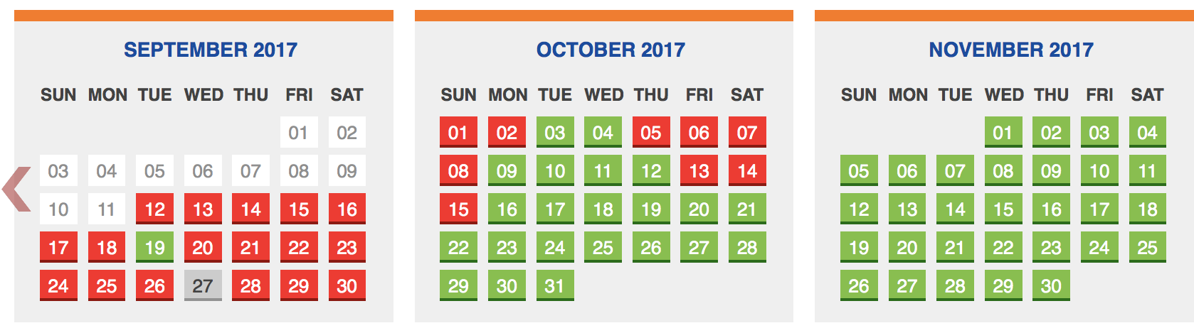 Special Entry darshan ticket availability chart for september october